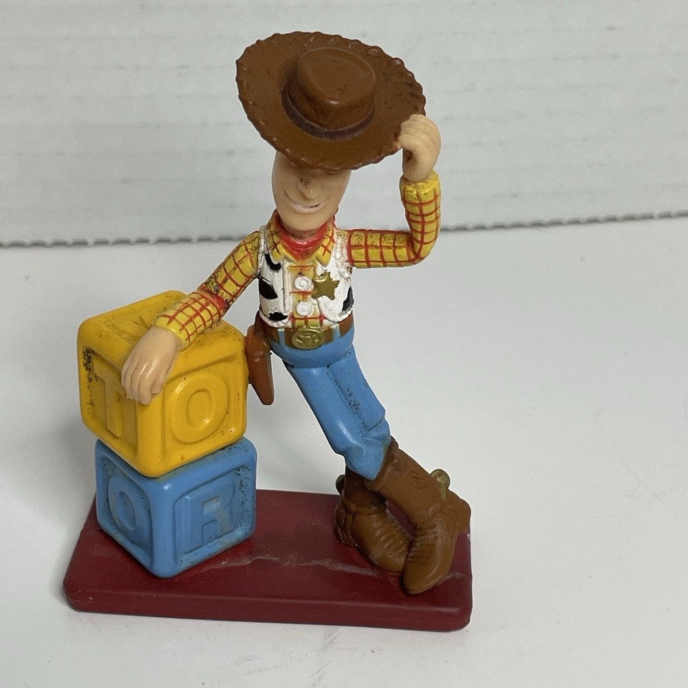 Vintage TOY STORY Disney Decopac WOODY Figurine PVC 4" Pixar figure